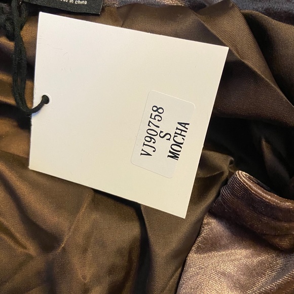 Very J Mocha Brown Velvet Moto Jacket - Picture 6 of 7